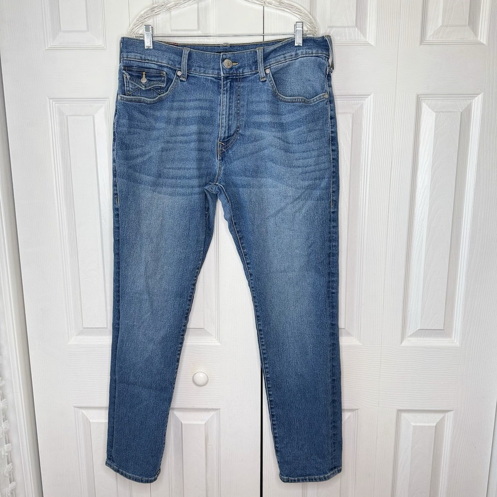 True Religion Geno Jeans Mens 36 Medium Wash Flap Pocket Relaxed Slim Denim TR